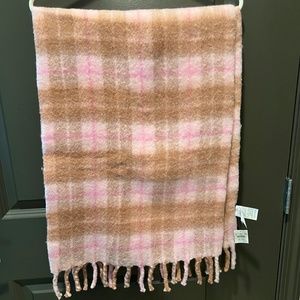 J. Crew Sweet Blush Pink Plaid Wool Scarf NEW